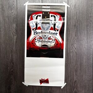 Vintage Budweiser Bud Country Music Poster Resonator Guitar King of Beers 24x12